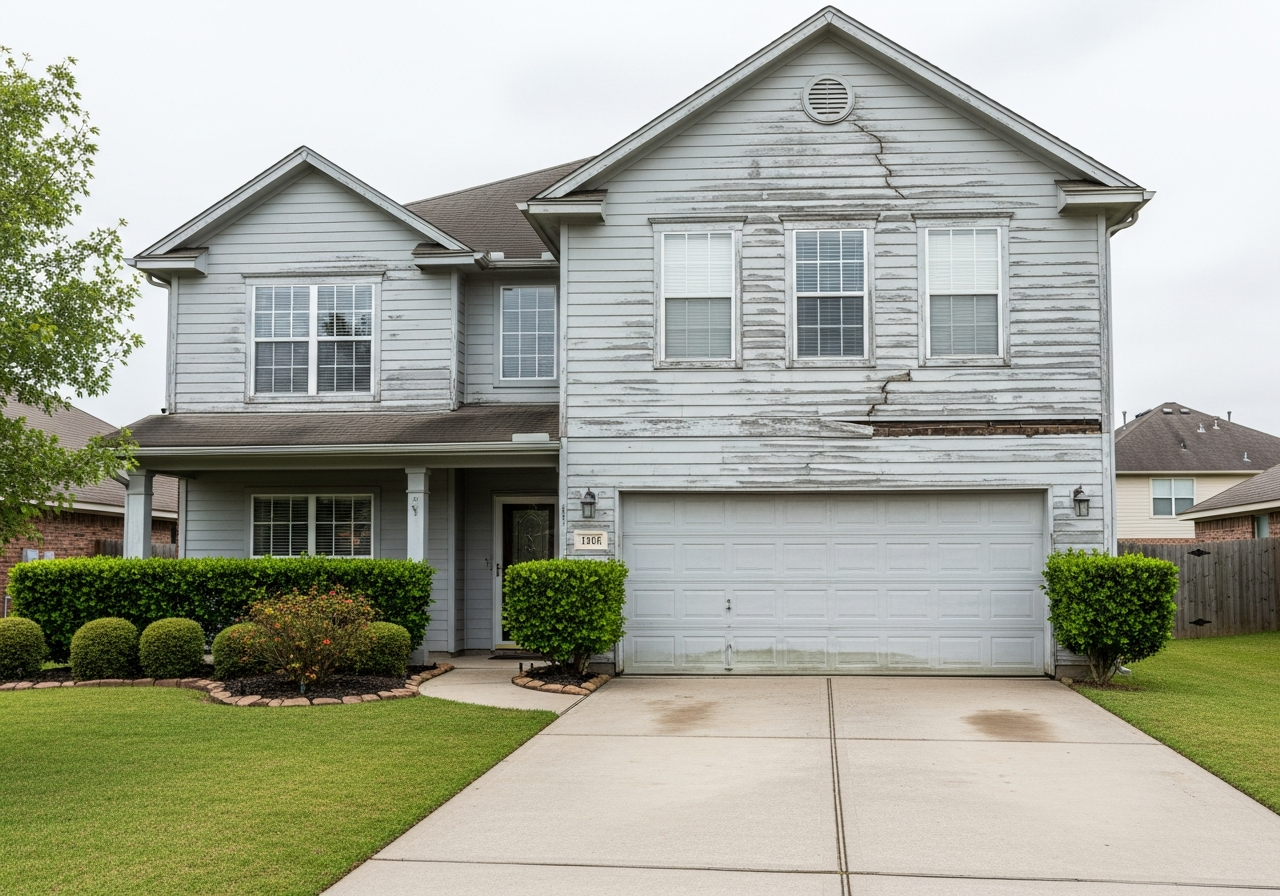 Siding damage before replacement — Baton Rouge